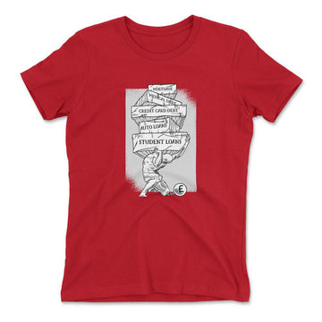 Debt Atlas Womens T-Shirt in Red color